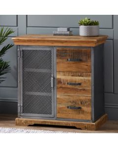 Metropolis Wooden 1 Door And 3 Drawers Sideboard In Acacia