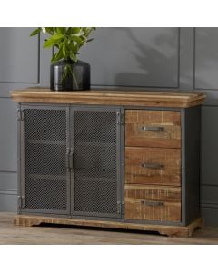 Metropolis Wooden 2 Doors And 3 Drawers Sideboard In Acacia