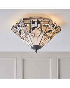 Metropolitan Medium 2 Lights Flush Ceiling Light In Tiffany Glass