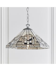 Metropolitan Medium Tiffany Glass Ceiling Pendant Light In Chrome