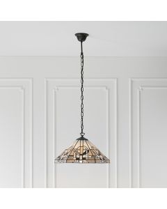 Metropolitan Medium Tiffany Glass Ceiling Pendant Light In Dark Bronze