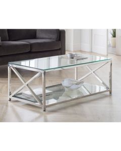 Miami Clear Glass Coffee Table With Chrome Frame