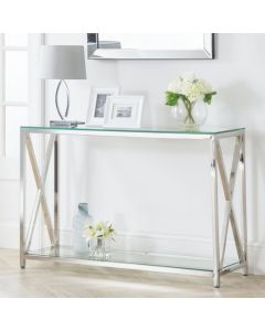 Miami Glass Console Table With Chrome Legs