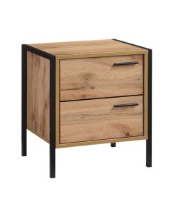 Michigan Wooden Bedside Cabinet In Oak Effect With 2 Drawers