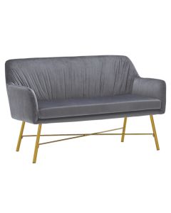 Middleton Velvet 2 Seater Sofa In Grey With Gold Metal Legs