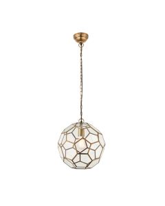 Miele Clear Glass Ceiling Pendant Light In Antique Brass