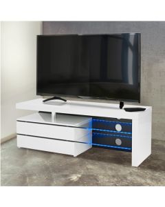 Milano LED Wooden TV Stand In White High Gloss