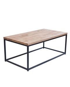 Mirelle Wooden Coffee Table Solid In Oak With Black Metal Frame