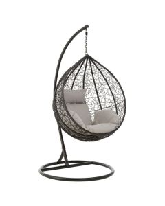 Miri Hand-Woven Rattan Hanging Chair In Brown