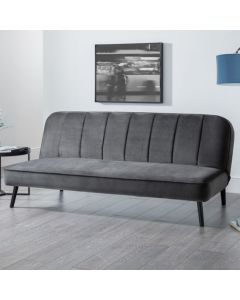 Miro Curved Back Velvet Upholstered Sofabed In Grey