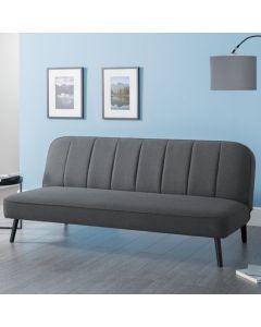 Miro Linen Fabric Upholstered Curved Back Sofa Bed In Grey