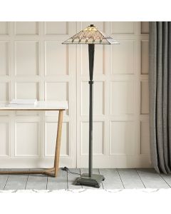 Mission Floor Lamp In Dark Bronze With Tiffany Glass