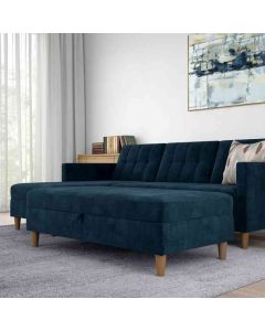 Hartford Fabric Upholstered Storage Ottoman In Blue