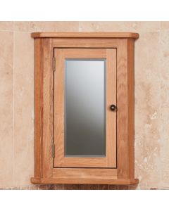 Mobel Corner Bathroom Wall Mirrored Storage Cabinet In Oak