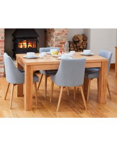 Mobel Extending Wooden Dining Table In Oak With 4 Vrux Grey Chairs