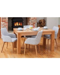 Mobel Extending Wooden Dining Table In Oak With 4 Vrux Light Grey Chairs
