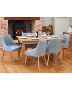 Mobel Extending Wooden Dining Table In Oak With 6 Vrux Grey Chairs