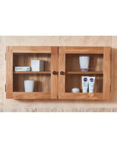 Mobel Glass 2 Doors Bathroom Storage Cabinet In Oak