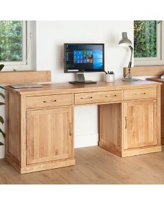 Mobel Large Hidden Office Twin Pedestal Computer Desk In Oak