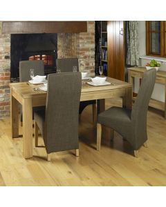 Mobel Large Wooden Dining Table In Oak With 4 Grey Chairs