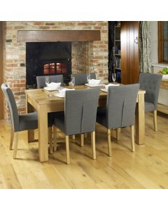 Mobel Large Wooden Dining Table In Oak With 4 Vrux Grey Chairs