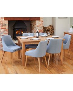 Mobel Large Wooden Dining Table In Oak With 6 Grey Vrux Chairs
