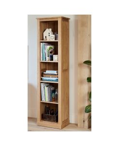 Mobel Narrow Wooden Open Bookcase In Oak