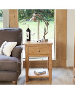 Mobel Wooden 1 Drawer Lamp Table In Oak