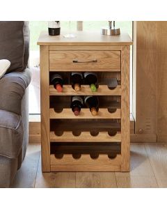 Mobel Wooden 1 Drawer Wine Rack Lamp Table In Oak