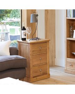 Mobel Wooden 3 Drawers Lamp Table In Oak