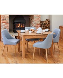 Mobel Wooden Dining Table In Oak With 4 Grey Vrux Chairs