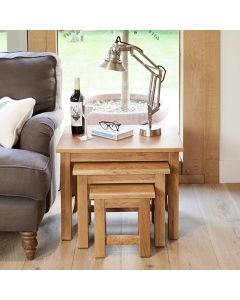 Mobel Wooden Nest Of 3 Coffee Tables In Oak