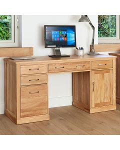 Mobel Wooden Twin Pedestal Computer Desk In Oak