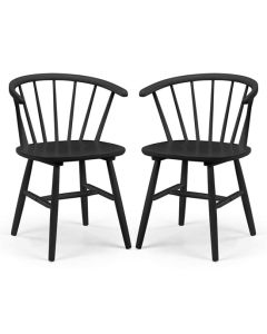 Modena Curved Back Black Wooden Dining Chairs In Pair