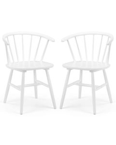 Modena Curved Back White Wooden Dining Chairs In Pair