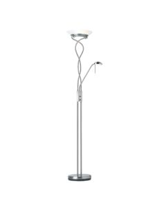 Monaco Frosted Glass Mother And Child Task Floor Lamp In Satin Chrome