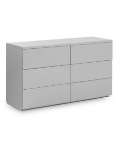 Monaco Wide Chest Of Drawers In Grey High Gloss With 6 Drawers