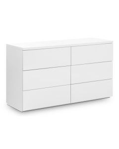 Monaco Wide Chest Of Drawers In White High Gloss With 6 Drawers