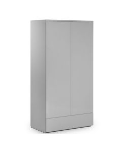 Monaco Wooden 2 Doors 1 Drawer Wardrobe In Grey High Gloss