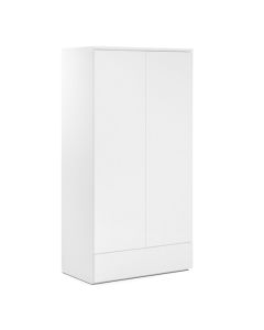 Monaco Wooden 2 Doors 1 Drawer Wardrobe In White High Gloss