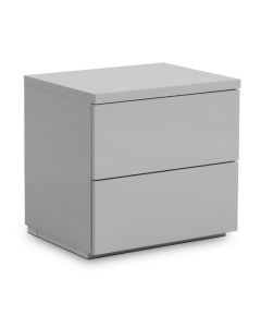 Monaco Wooden 2 Drawers Bedside Cabinet In Grey High Gloss