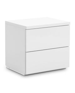 Monaco Wooden 2 Drawers Bedside Cabinet In White High Gloss