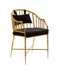 Monore Black Fabric Seat Armchair With Black With Gold Metal Frame