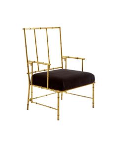 Monroe Black Velvet Upholstered Accent Chair In Gold