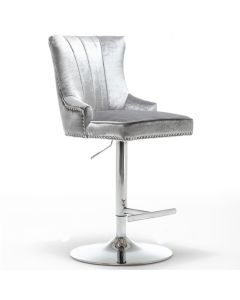 Montpellier Velvet Gas Lift Bar Stool In Shimmer Grey