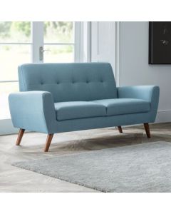 Monza Linen Fabric Upholstered 2 Seater Sofa In Blue
