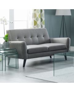 Monza Linen Fabric Upholstered 2 Seater Sofa In Grey