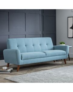 Monza Linen Fabric Upholstered 3 Seater Sofa In Blue