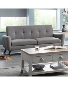 Monza Linen Fabric Upholstered 3 Seater Sofa In Grey