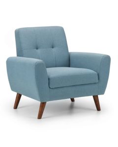 Monza Linen Fabric Upholstered Armchair In Blue